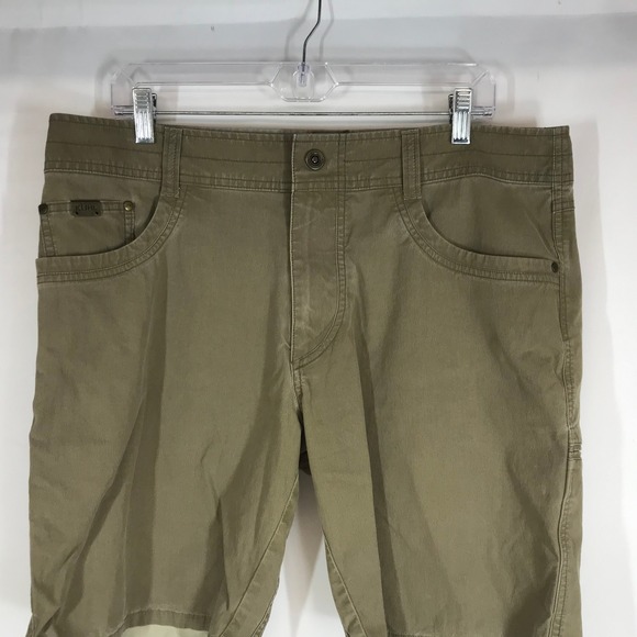 Kuhl Rydr Mens 36 Olive Green Cotton Blend Hiking Utility Cargo Shorts - Picture 2 of 11